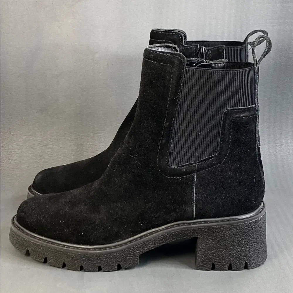 Chelsea & Violet Lottie Suede Lug Sole Platform Chelsea Booties womens size 9.5